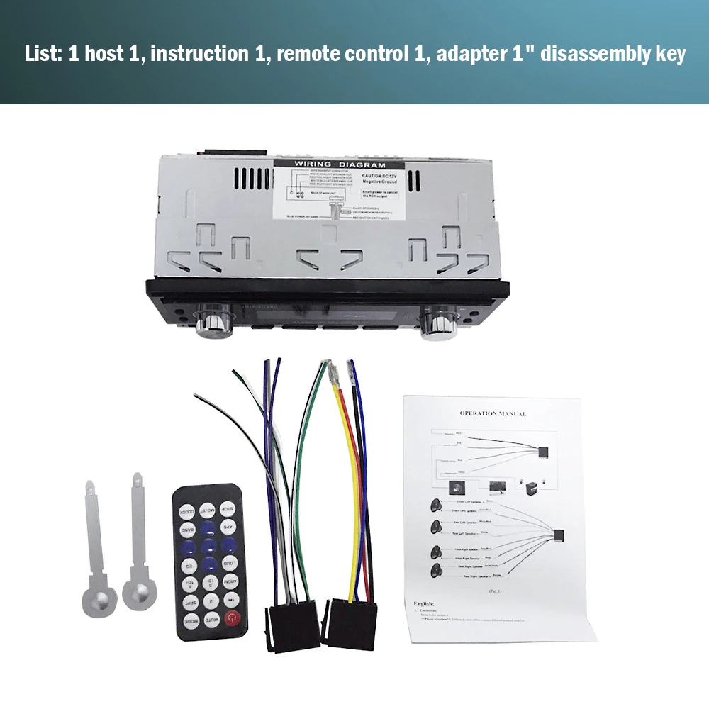 Multimedia kit with stereo FM tuner remote control USB connection MP4 model car radio with subwoofer cartridge player
