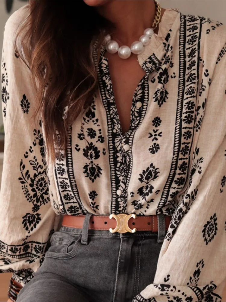 

Women Casual Long Sleeve Commute Tops Office Fashion O-neck Long Sleeve Blouses 2025 Elegant Single Breasted Loose Shirts Female