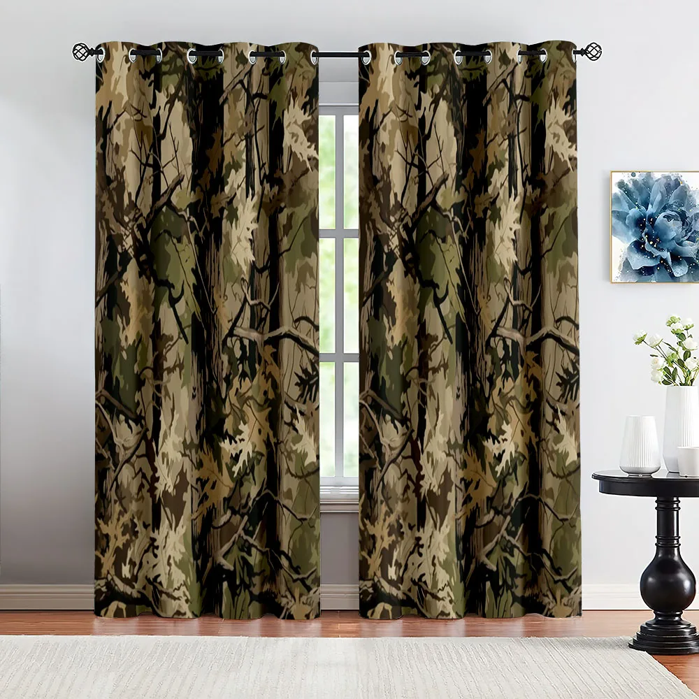 Camouflage Woodland Blackout Children Curtain 1 Panel