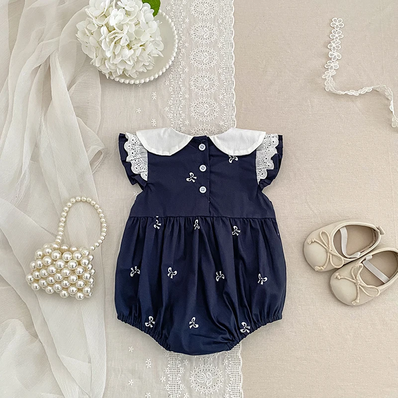 2026 Neuer Sommer Neugeborenen 0-24M Säugling Baby Mädchen Strampler Baby Mädchen Kleidung Flatterärmel Baumwolle Bedruckte Baby Mädchen Strampler – Detail 5