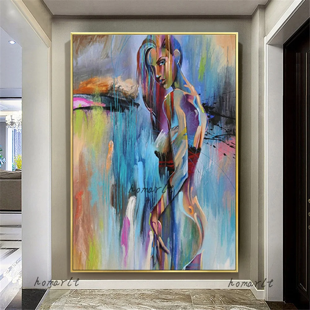 

Naked Body Abstract Oil Painting Handmade Modern Nude Woman Pictures Large Exhibition Mural For Home Office Wall Decor Art Gift