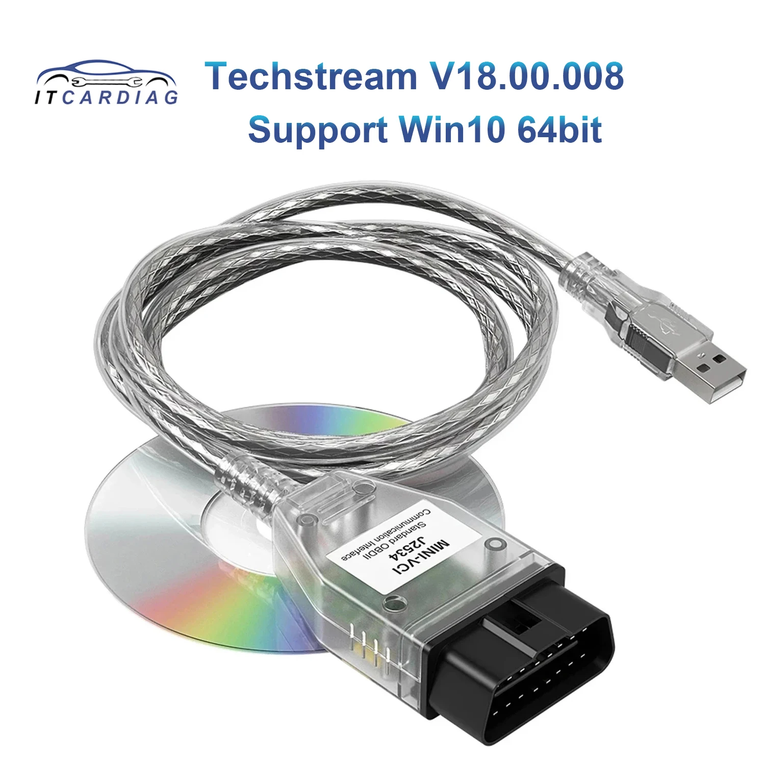 Techstream TIS V18.00.008 MINI VCI J2534 For Toyota MINIVCI OBD2 OBD FT232RL Diagnostic Cable Auto Scanner for Car Until 2023