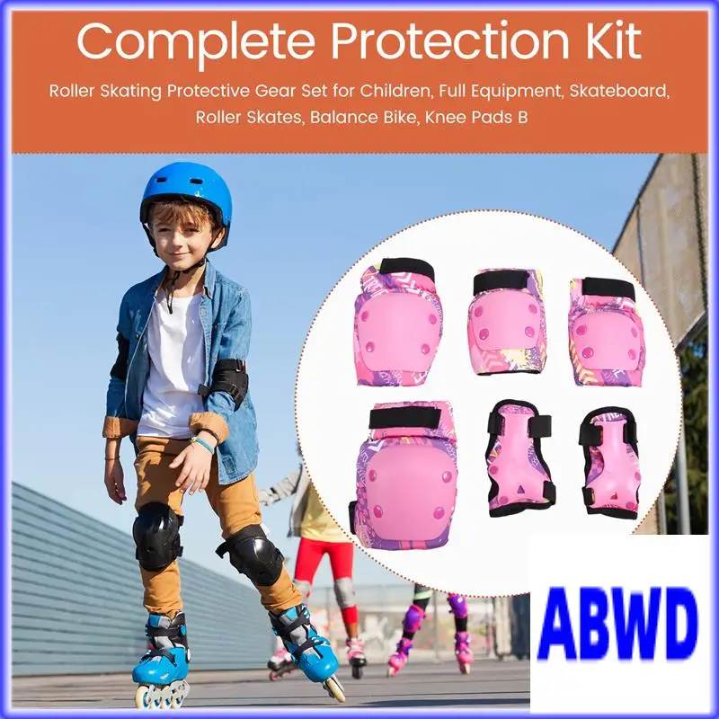 WD-Roller Skating Schutzausrüstungsset für Kinder, komplette Ausrüstung, Skateboard, Rollschuhe, Laufrad, Knieschützer