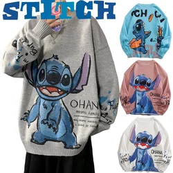 Disney Stitch Men's Vintage Knitwear Y2K Hip Hop Sweaters Winter Harajuku Oversized Pullover Sweater Unisex Aesthetic Clothes