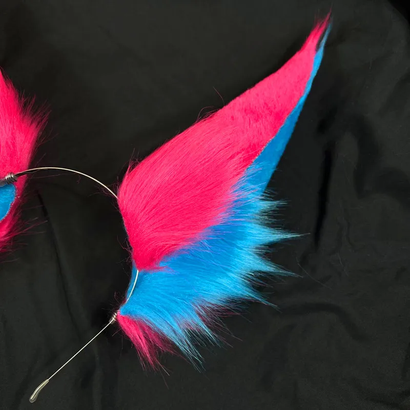 Custom for Star Guardian Xayah League Of Legends Fox Wolf Ears Hair Hoop Headwear Cosplay Props Hand Made lovely hollaween clips