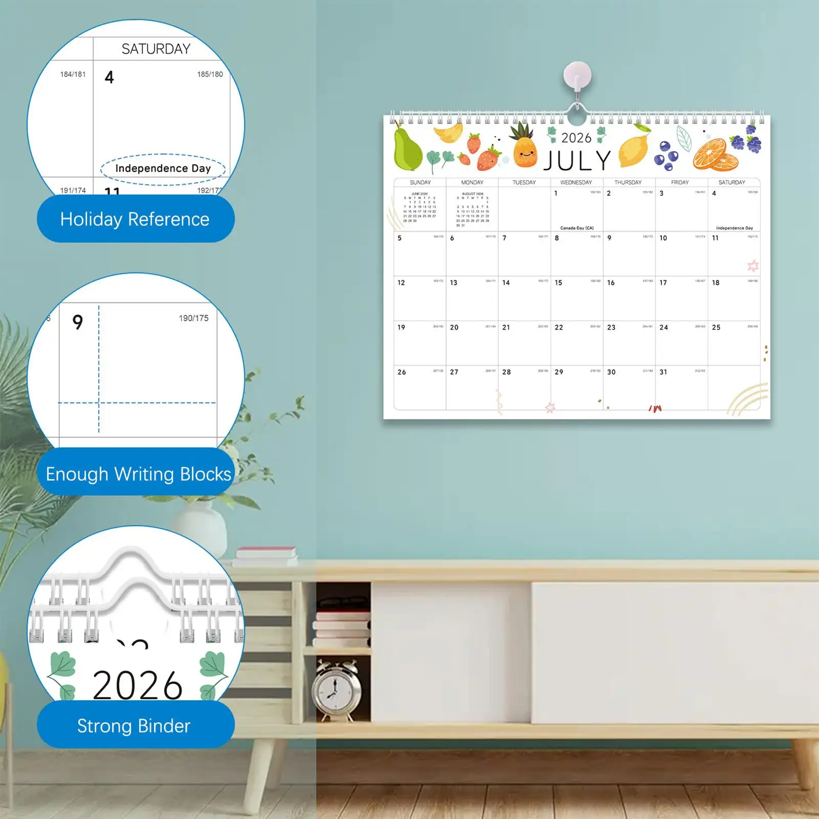 

2026 Calendar Wall 18-Month From July 2026-Dec. 2027 Planner Monthly Wall Calendar For Easy Organizing Study School Task Home