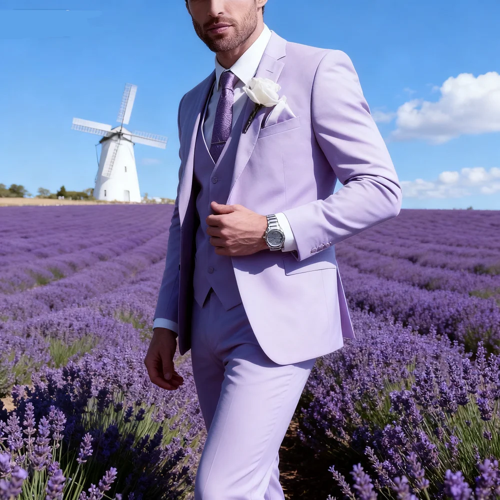 

Classic Wedding Solid 3-Piece Smoking Ternos Fino Adjusted Male Formal Business Suits for Groomsmen And Festive Occasions