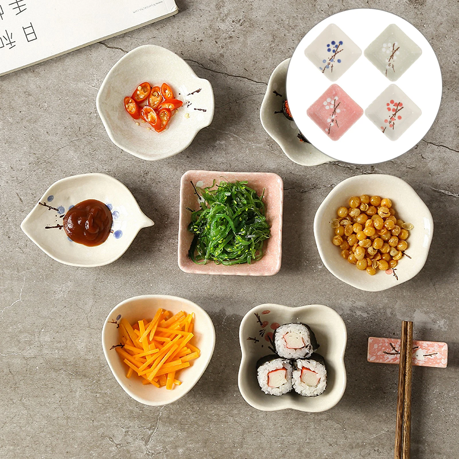 

4Pcs Hand-Painted Ceramic Sauce Dishes Beautiful Tableware for Home Kitchen Party Bbq Picnic Events Ceramic Sauce Dishes