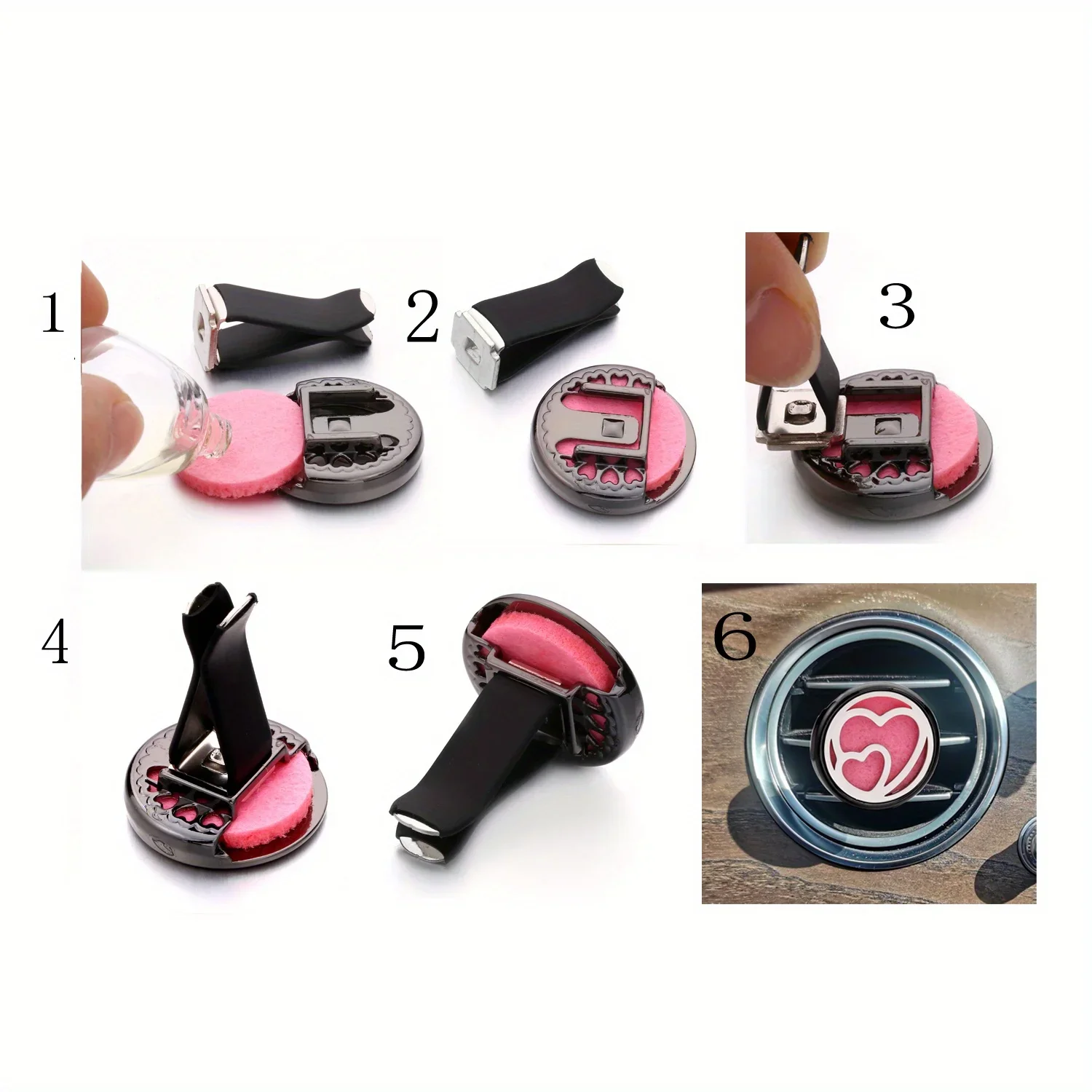 1pc Refillable Car Air Freshener Perfume Diffuser Clip Auto Air Vent Car Interior  Car Aromatherapy Diffuser With 10pcs Pads