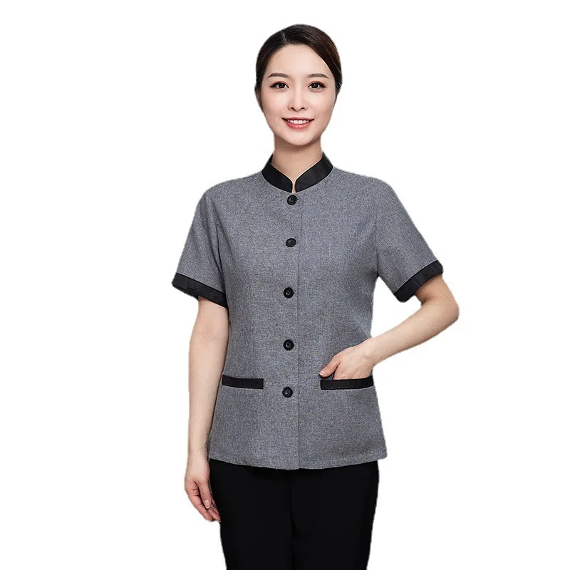 Hotel Cleaning Work Uniform Short Sleeve Summer Guesthouse Room Attendant Female Property Community Cleaning Auntie Cleaning Uni