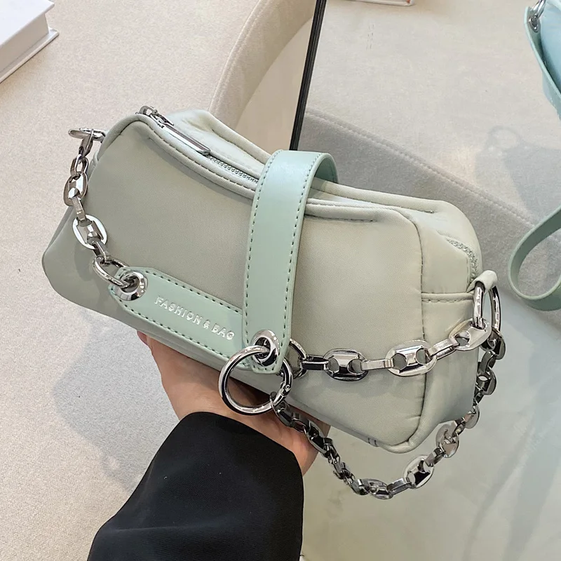 

Women Summer Chain Bag 2022 Trend Fashion Texture Wild Shoulder Crossbody Bag Japan Korea Solid Color Casual Square Handbag