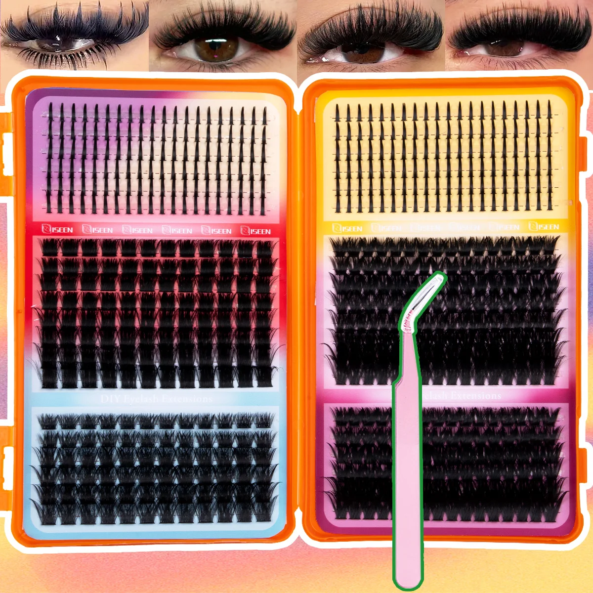 Dicke Wimpernbüschel, Wispy-Wimpernverlängerungen, natürliche Volumen-Wimpernverlängerungen, DIY-Einzelwimpern für den Partygebrauch, wiederverwendbar – Detail 7