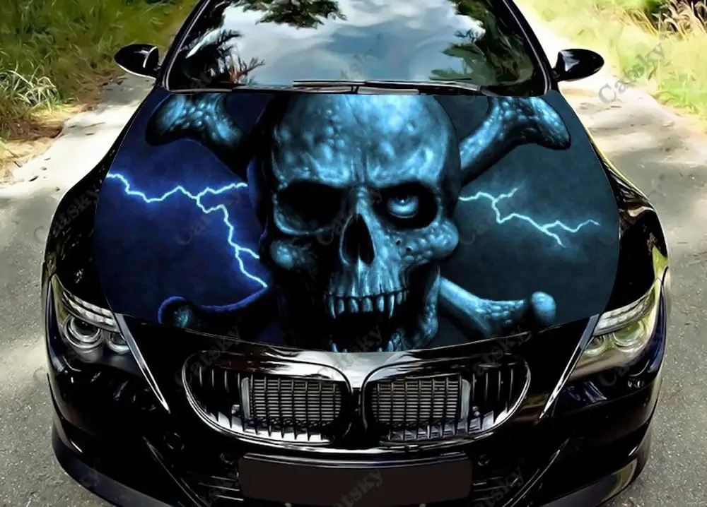 

Night Death Skull Car Hood Vinyl Sticker Wrap Engine Cover Decal Full Color Graphic Fit Any Auto Accessories Protective Film