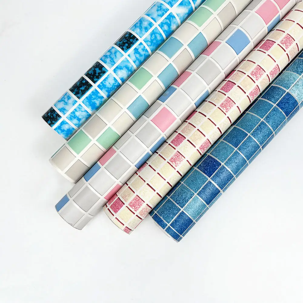 Decorative PVC Mosaic Wall Sticker Waterproof Removable Wallpaper For Kitchen Cabinet Bathroom Wall Covering Renovating
