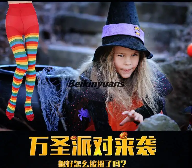 Party-Requisiten Gestreifte Strumpfhosen Halloween Weihnachten Strumpfhosen Strümpfe Mehrfarbig Optional – Detail 2
