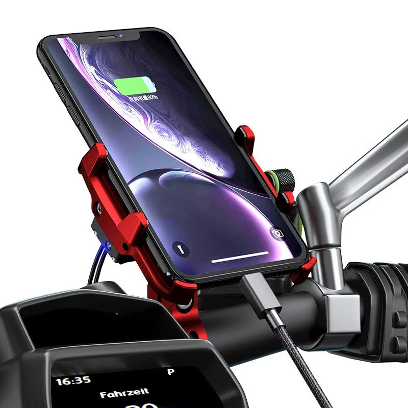 12-24V Motorcycle Phone Mount Aluminium Waterproof Motorcycle Phone Holder 18W QC 3.0 USB Charger Motorcycle Handlebar 4-7 inch