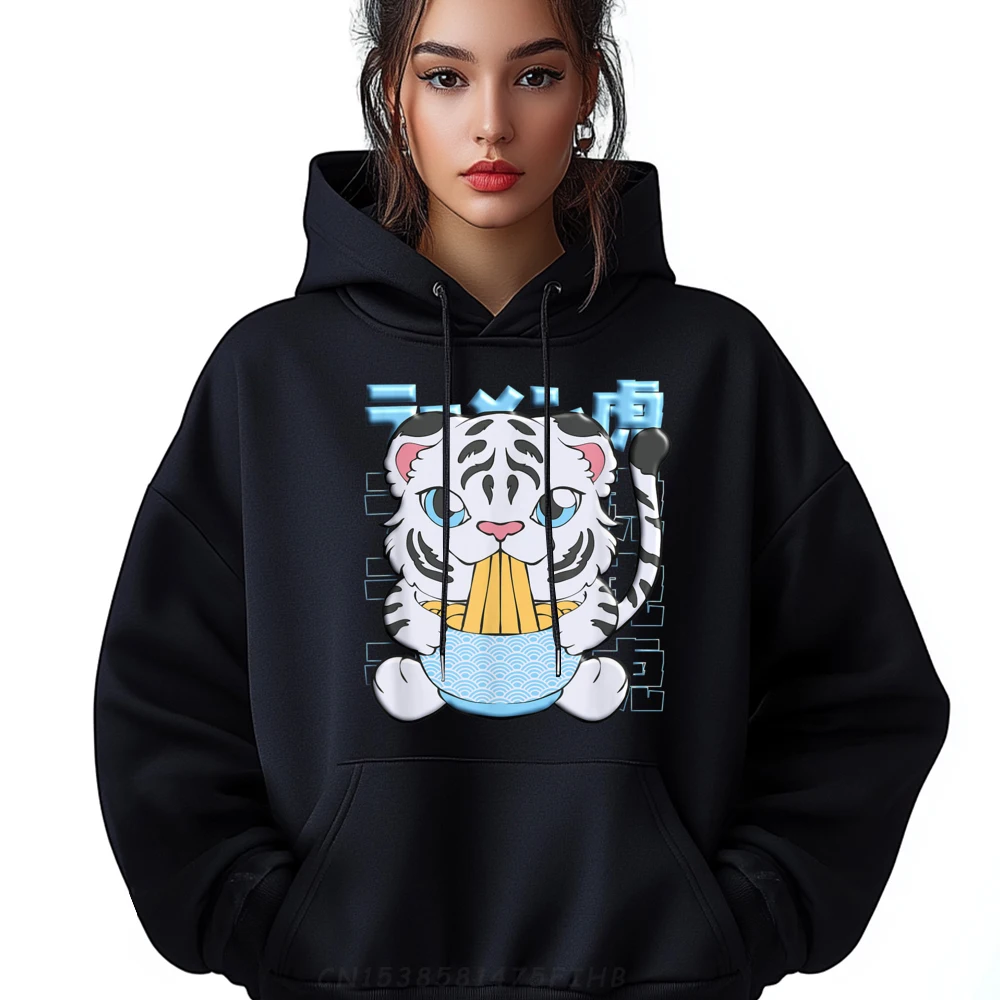 

Kawaii Cute Tiger Ramen Noodles Japanese Tiger Lover Black Graphic Sweatshirts Clothes Vintage