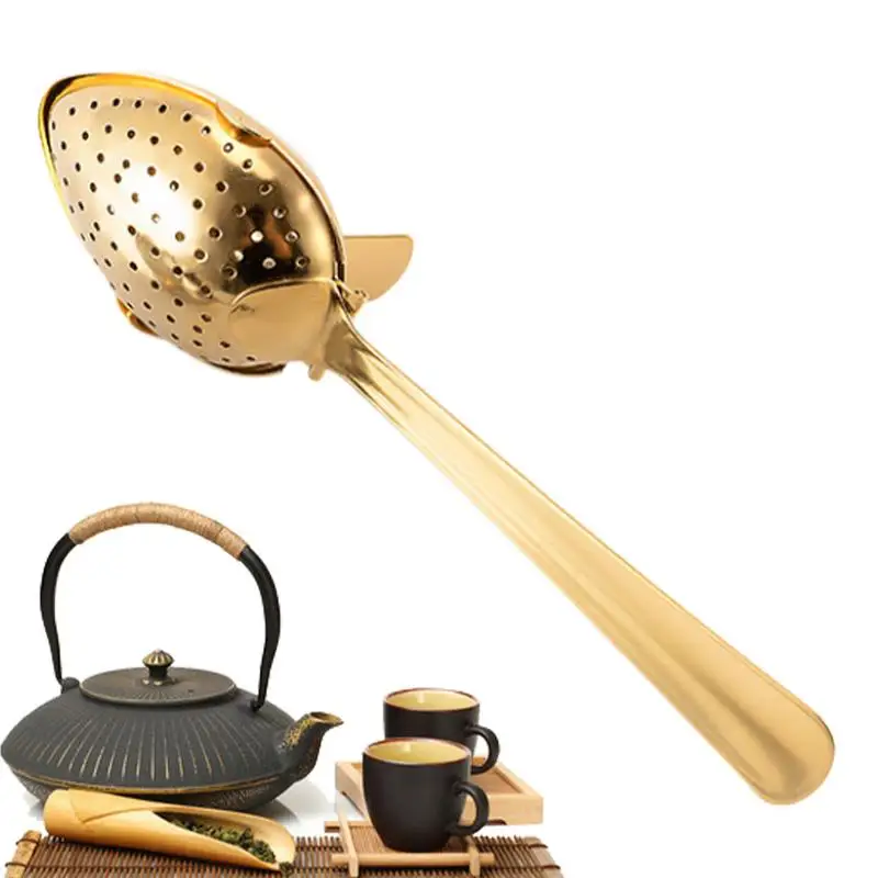 Tea Strainer Spoon Snap Ball Tea Strainer Stainless Steel With Long Handle Fine Holes Tea Interval Diffuser Steeper For Home