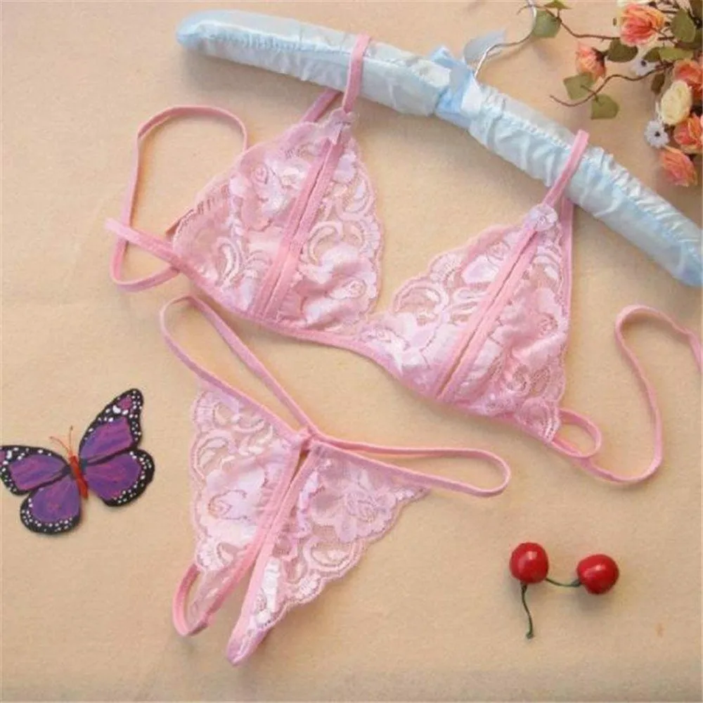Women Sexy Lingerie, Lace Thongs Underwear Nightwear, Baby Bra GString Set, Bust 80 100 cm, Waist 60 80 cm, Hip 80 100cm