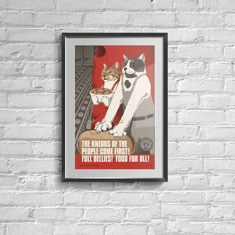 Soviet Cat Wall Art Picture For Living Room Decor From Field to Tummy Poster And Prints Building Better Biscuits Canvas Painting