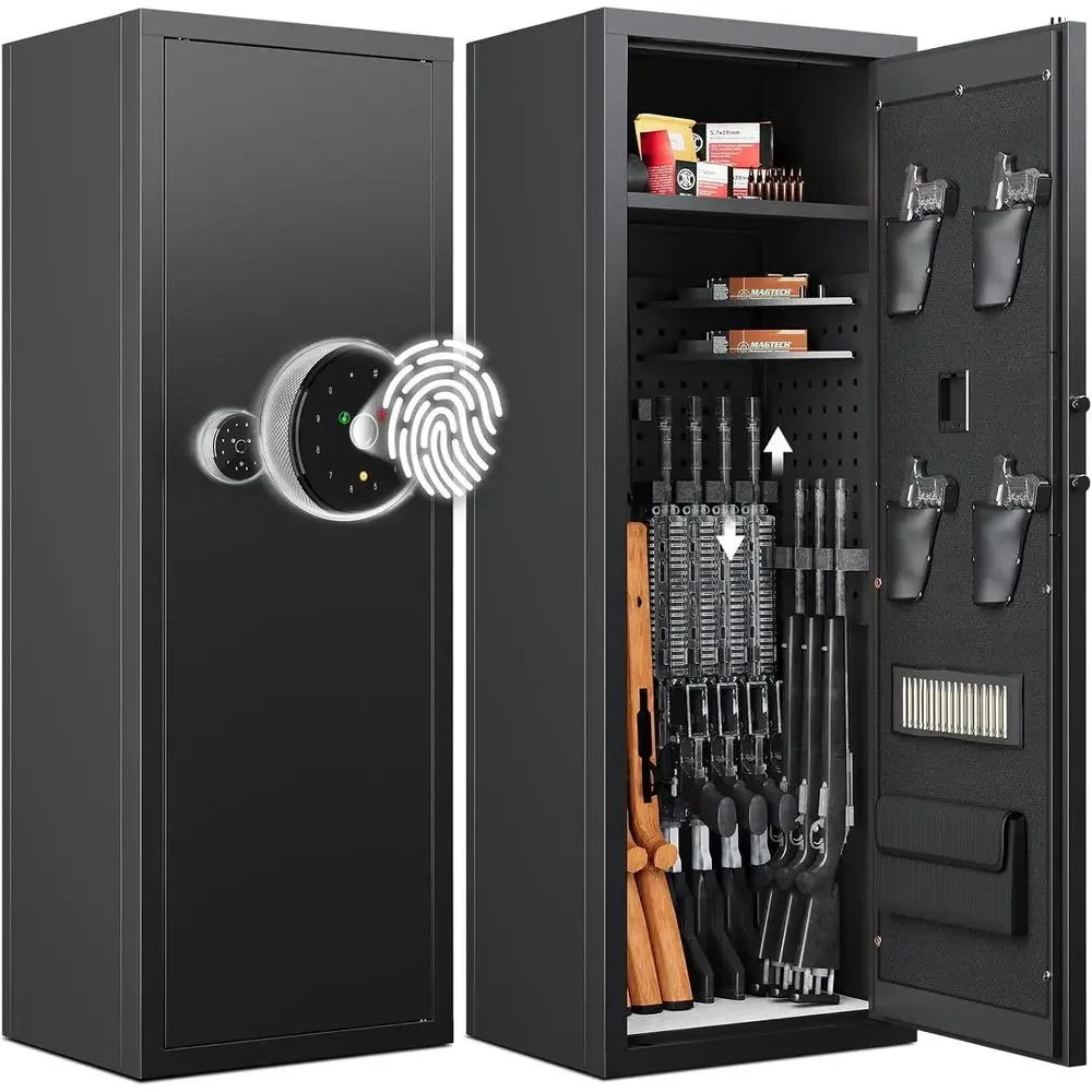 Compact Biometric Safes for Firearms, Rifles, and Pistols with Adjustable Storage Solutions