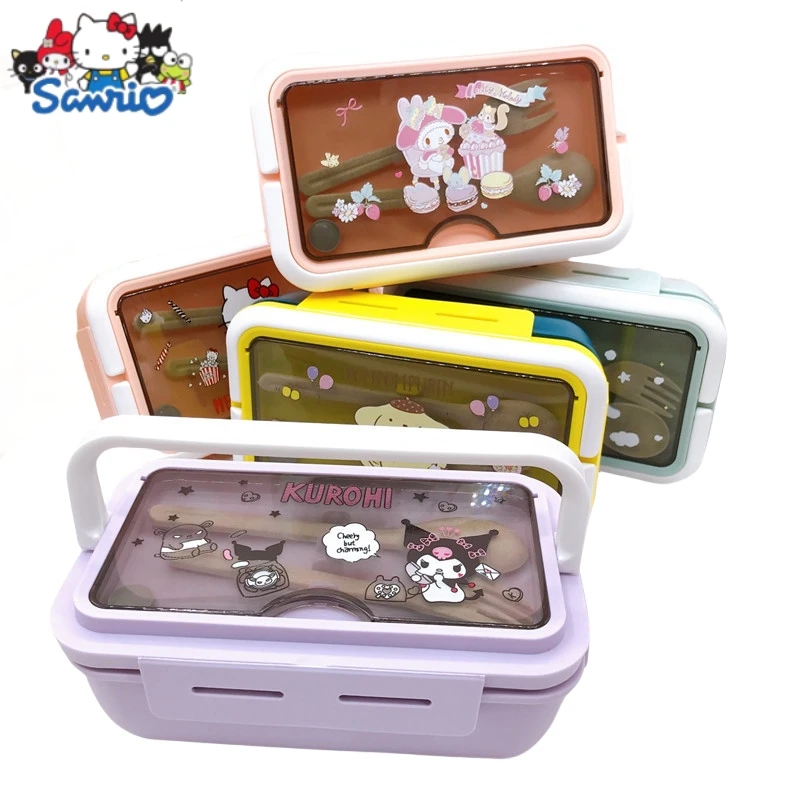 

Kawaii Kuromi Lunch Box Sanrio Hello Kitty My Melody Cartoon Outdoor Portable 1000ML Portable Fresh Commuting Lunch Boxs Gifts