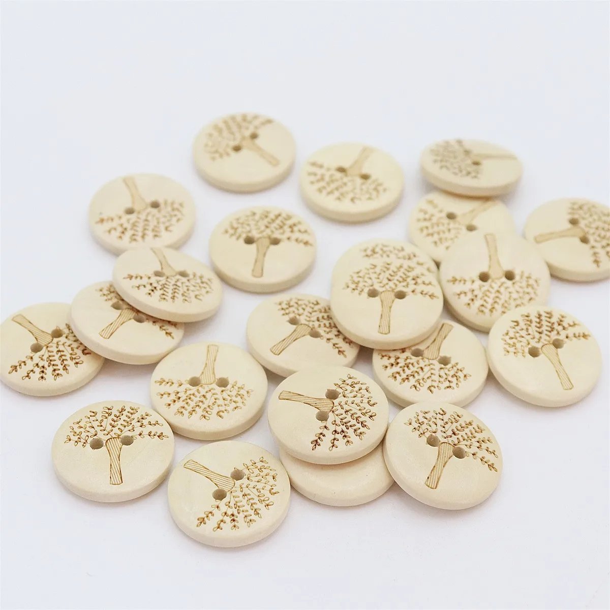 40pcs 20mm Wood Round Handmade With Love Buttons Laser Sewing DIY 2 Holes Garment Sweater Crafts For Scrapbooking Embellishment