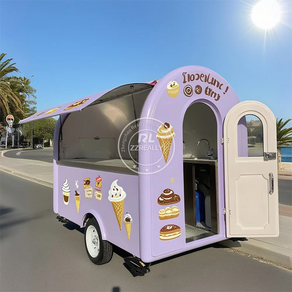 

2025 Stainless steel Mobile Fast Food Trailer with Full Kitchen Equipment USA Standard Food Cart With DOT certification