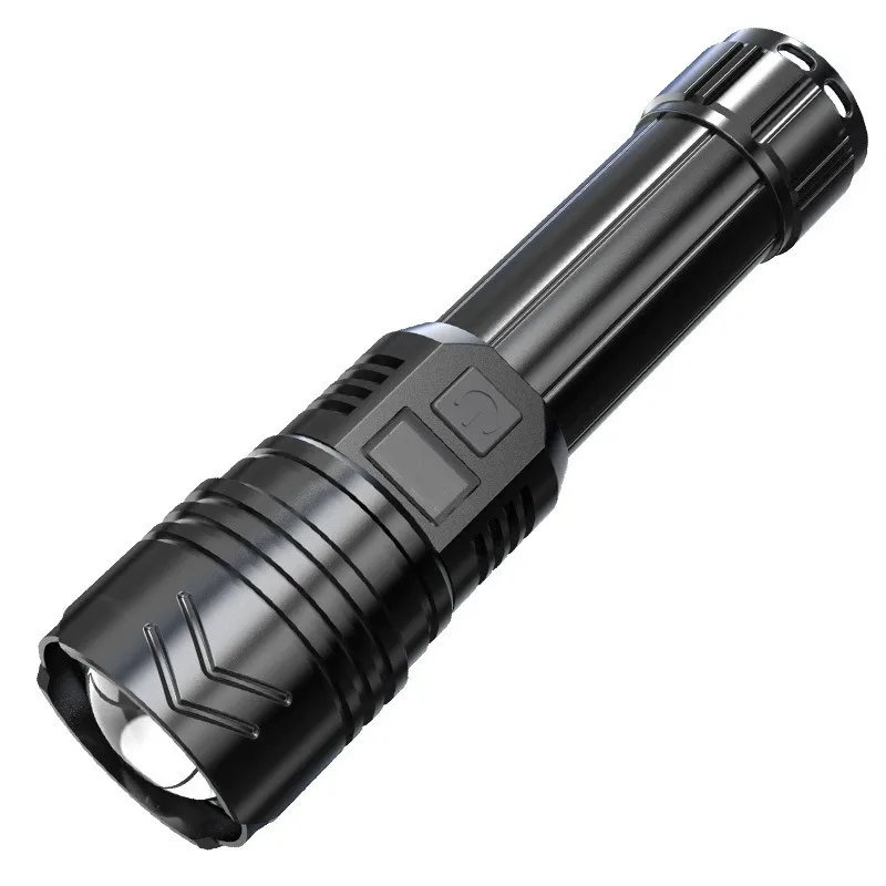 1PC Multi-functional Outdoor Strong Light LED Long-range Telescopic Zoom Flashlight, Plastic USB Rechargeable Flashlight