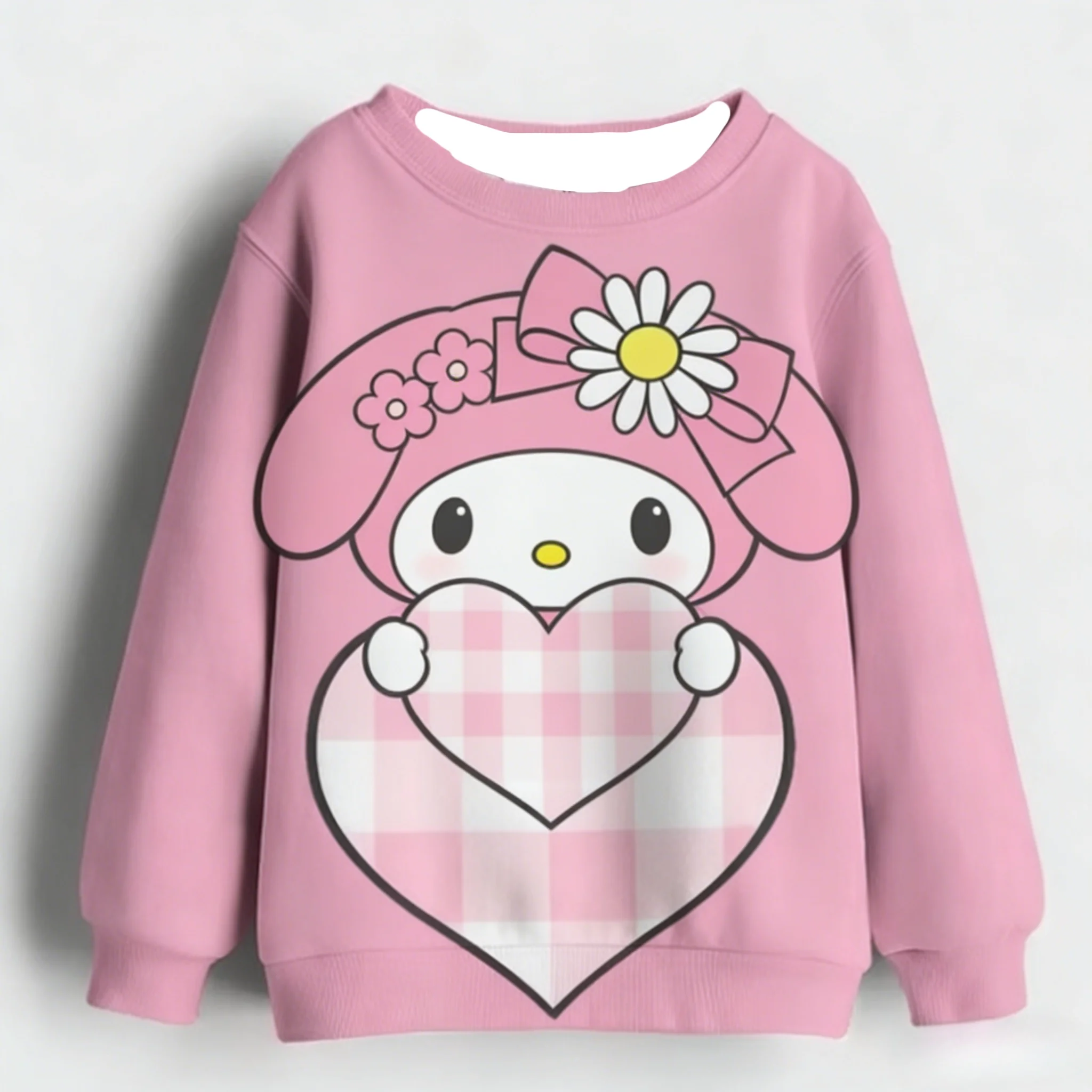 

Sanrio — осенне-зимняя одежда, толстовка с круглым вырезом и принтом корицы, красивый топ с капюшоном с круглым вырезом