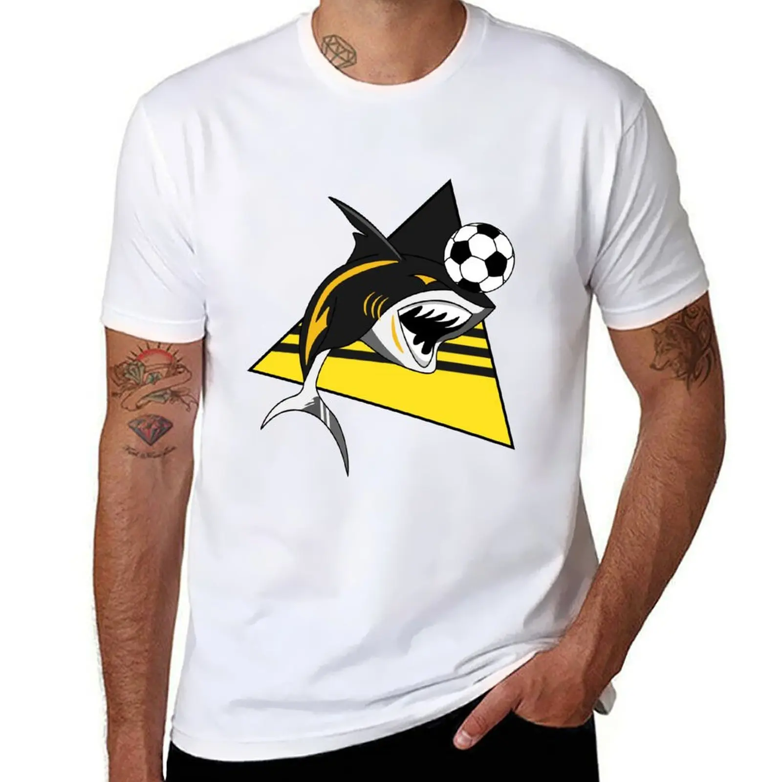 

luxury t Yellow T-Shirt man designer cotton t Shark Soccer shirt men Playing brand shirt 100%