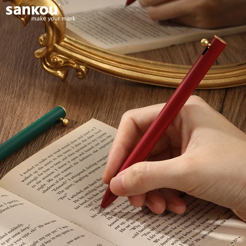 Sankou JZ16 Press-type Metal Signature Pen Business High-end Brass Rod Heavy Feel Neutral Pen Office Stationery Gift Box