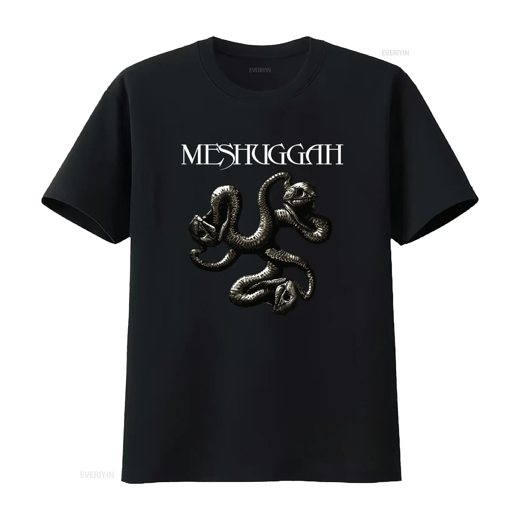 Vintage Meshuggah Band Black Cotton T Shirt Size S 4XL with Intricate Snake Design PP472 vintage Washed Breathable Slightly