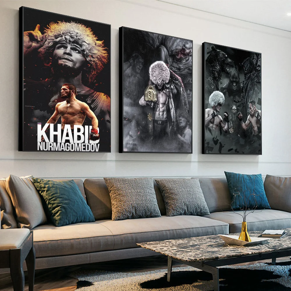 UFC K-Khabib N-Nurmagomedov Anime Posters Sticky Whitepaper Sticker DIY Room Bar Cafe Kawaii Room Decor