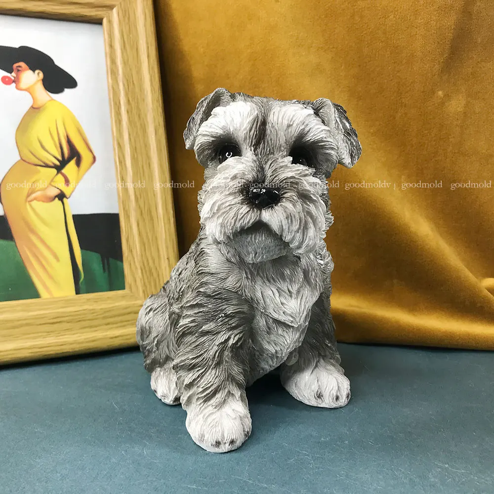 15cm Schnauzer Dog Silicone Mold 3D Animal Gypsum Epoxy Resin Ornament Clay Mold Dog Lover DIY Mochi Squishy Toy Molds