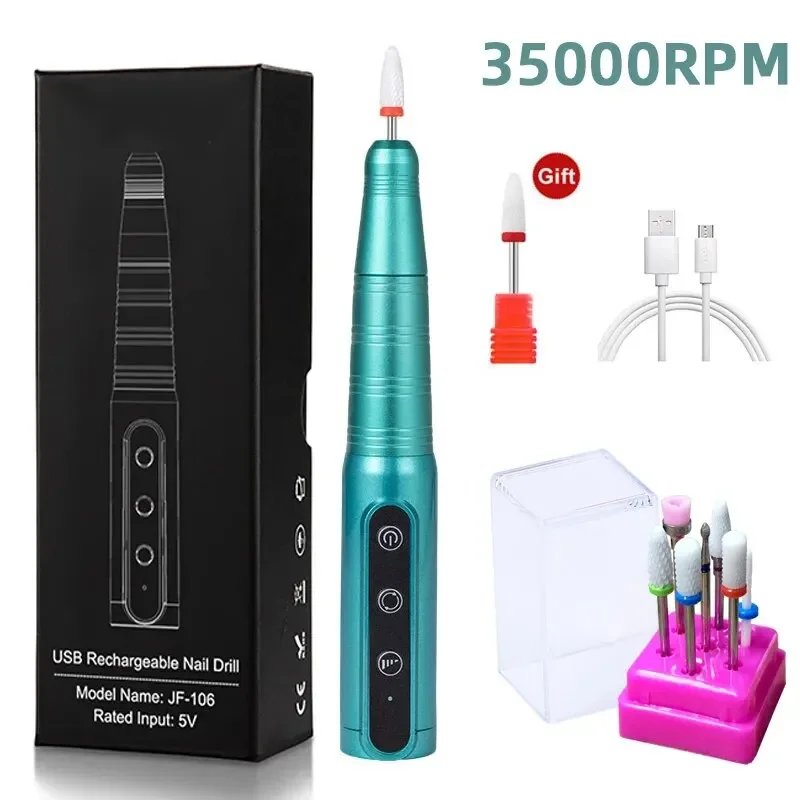 

35000RPM Wireless Nail Drill Pen USB Nail File Polishing Pen Rechargeable Nail Drill Machine Portable Manicure Drill Salon Tool