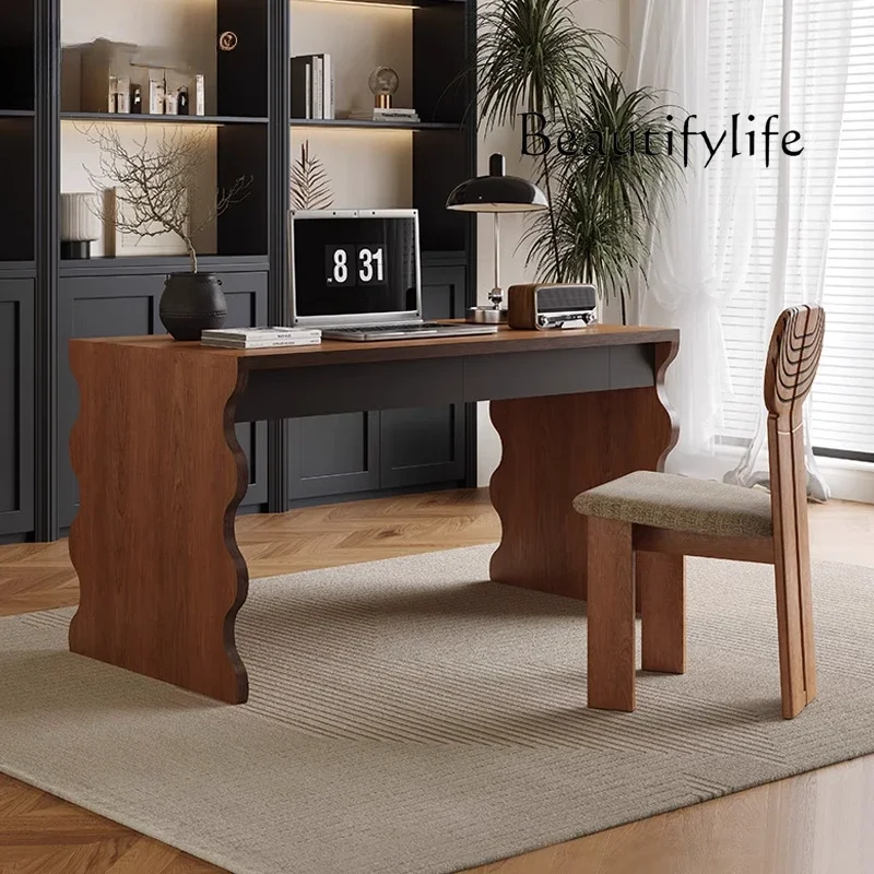 

X36 Nordic Medieval Solid Wood Long Desk Desk Retro Dining Table Log Negotiation