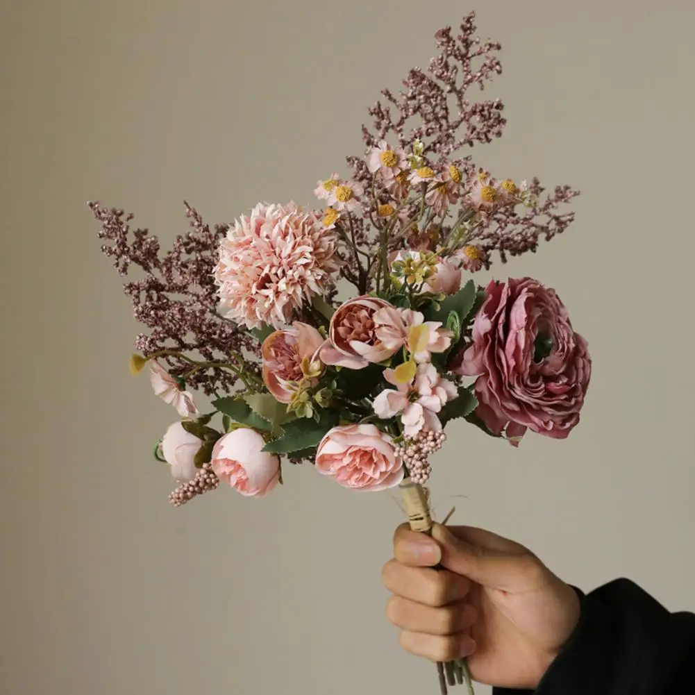 

Bright Colored Artificial Blooms Weddings Fake Flowers Elegant Silk Floral Bouquets for Wedding Home Office Decor for Table