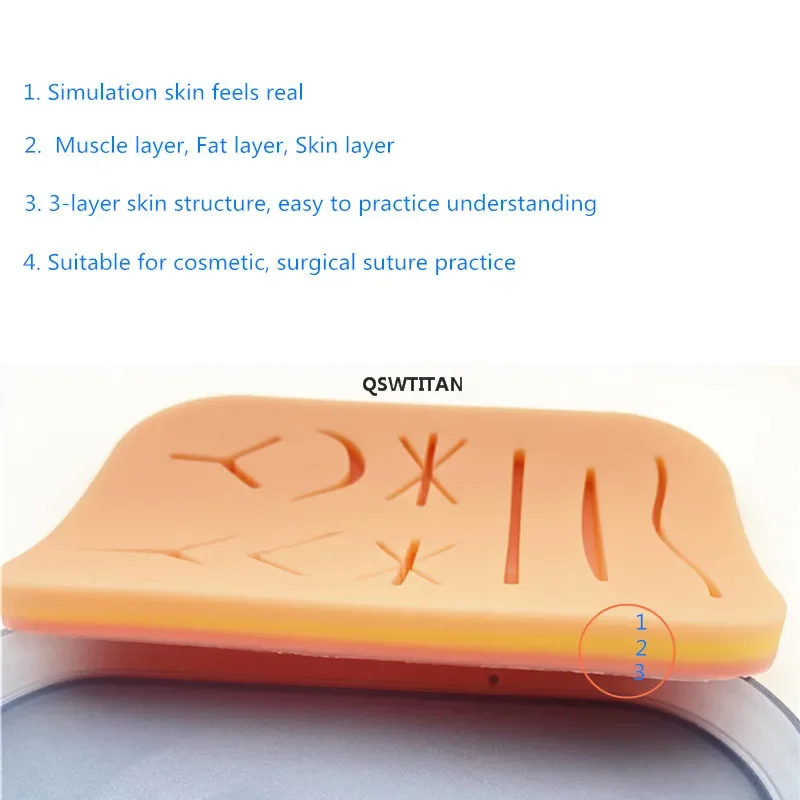 Wond Siliconen Hechtdraad Pad Menselijk Traumatische Skin Model Hechten Training Pad Herbruikbare Siliconen Onderwijs Model