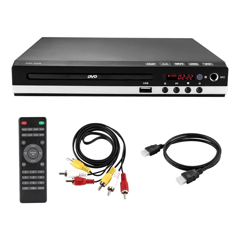 

DVD-плеер Высокая деформация 1080P Домашний DVD-плеер Коробка для всех регионов Бесплатный DVD-дисплей с CD-дисплеем AV-выход Встроенный микрофонный порт