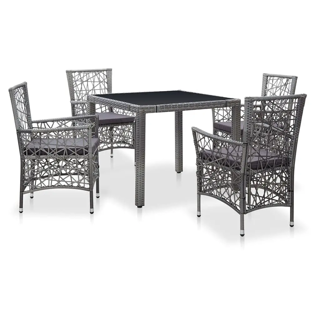 5-Piece Poly Rattan Patio Dining Set Indoor & Outdoor Garden & Pool Furniture Gray, Customized