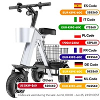 Folding Electric Tricycle With Removable Basket 48V 450W (Range 30KM)weight 20KG  Mini Portable 3 Wheel Electric Scooter