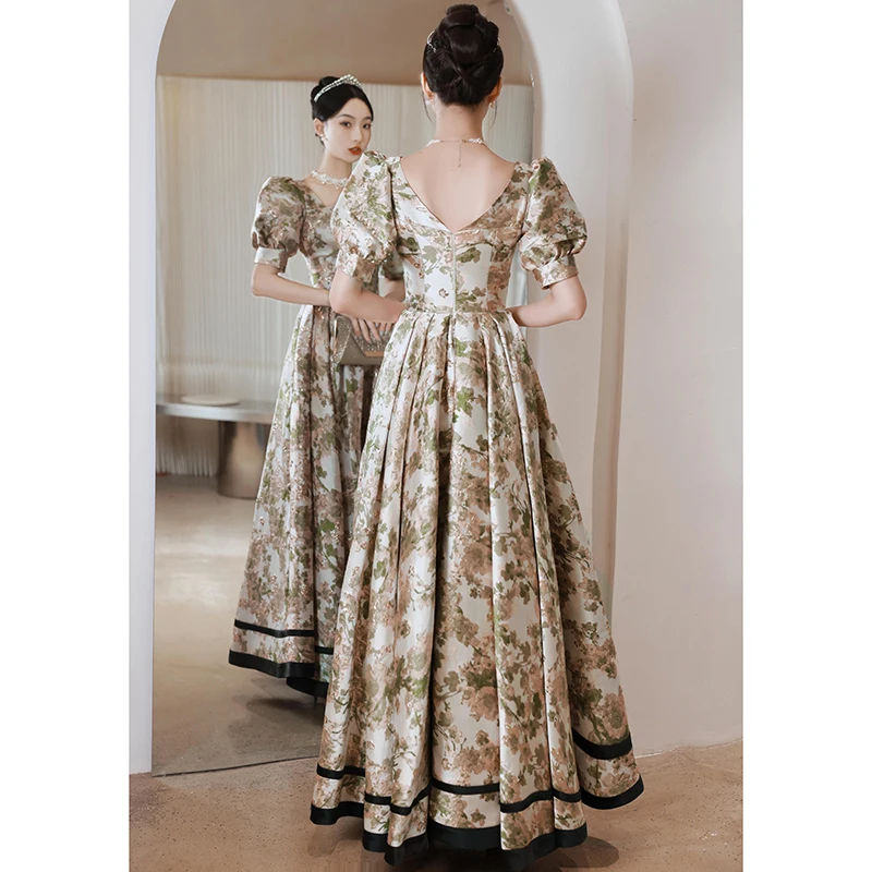 Exquisite Printed Satin Dresses Perfect for Wedding Parties And Special Celebrations Women Long Evening Gowns Long