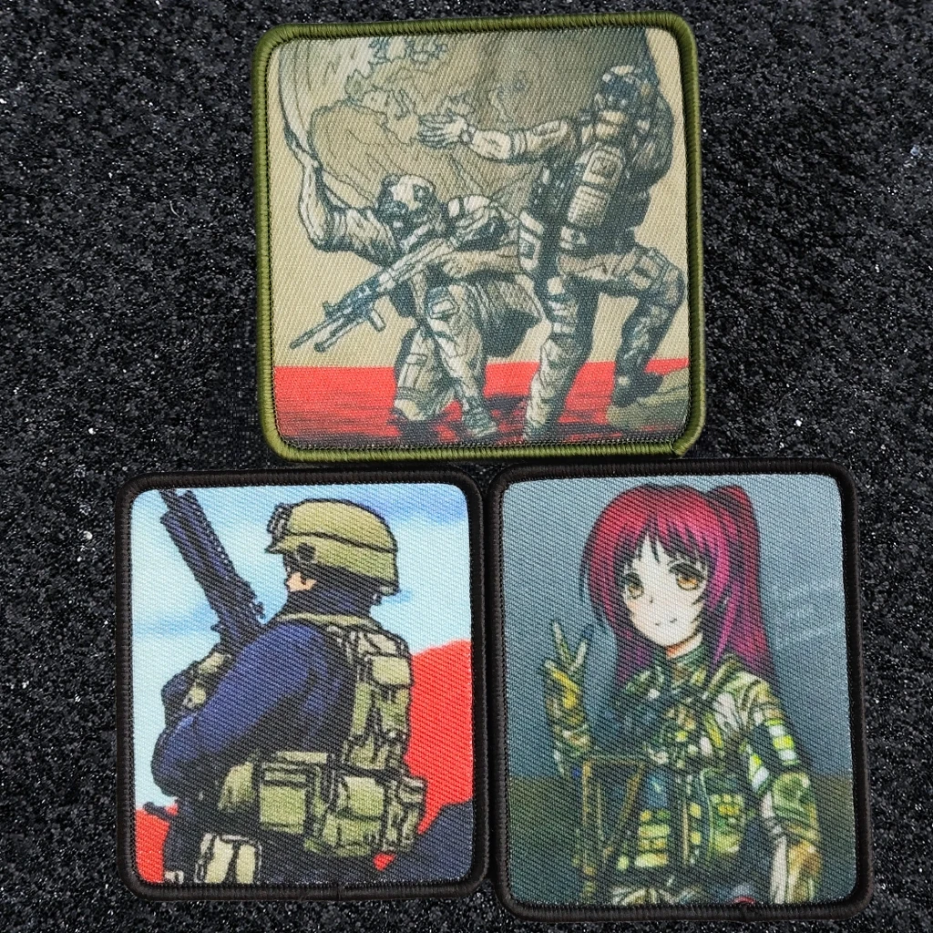 Cartoon Anime Special Forces Military Patches Pretty Girl Machine Gun Warrior Morale Badge Army Fans Backpack Vest Stickers DIY