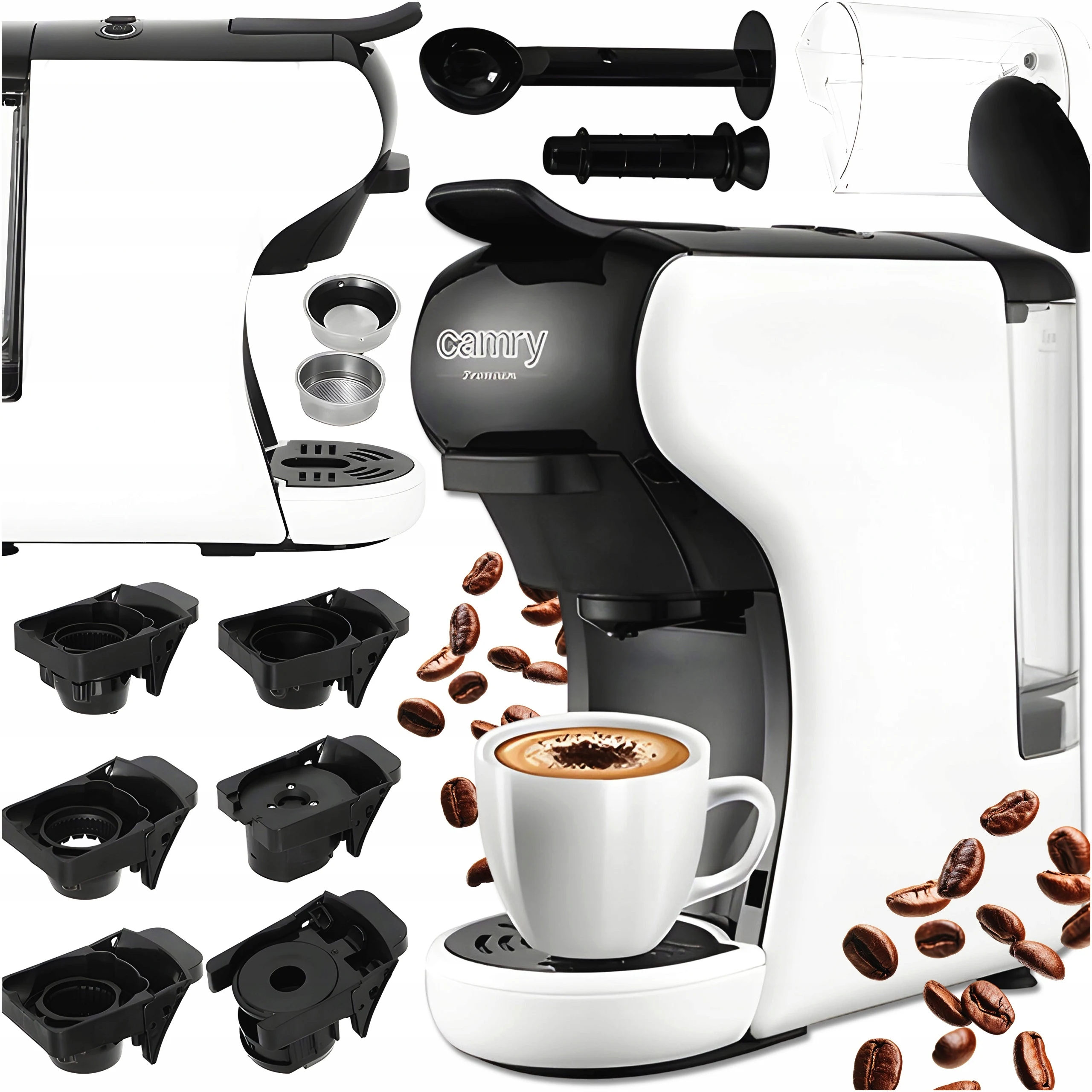 Multi-Ekspres ciśnieniowy wielo - kapsułkowy 0,6L 1450W do kawy espresso kuchnia