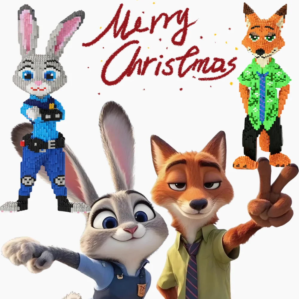 كتلة بناء لايتنينج ريسينغ ماكوين، نموذج مكعبات البناء السحرية من ديزني فريندز نيك جودي هدية مثالية لعيد الميلاد