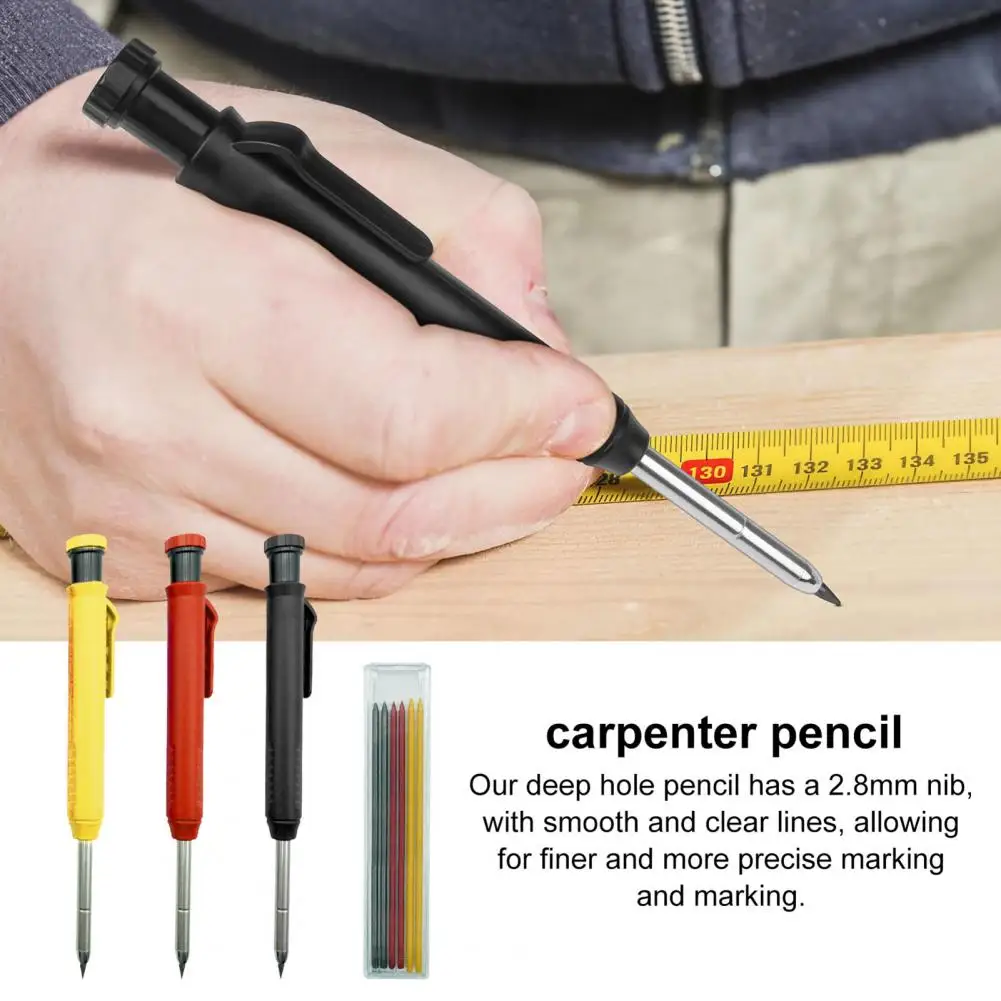 Lápices de carpintero con 18 recargas, lápices mecánicos de construcción, sacapuntas incorporado, Punta larga, marcador de lápiz de agujero profundo