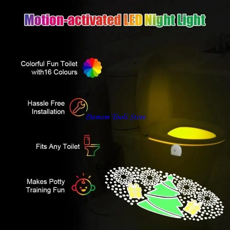 

57BE Водонепроницаемая подсветка унитаза, светодиодная лампа с датчиком, ночник, прочный светильник для лестницы