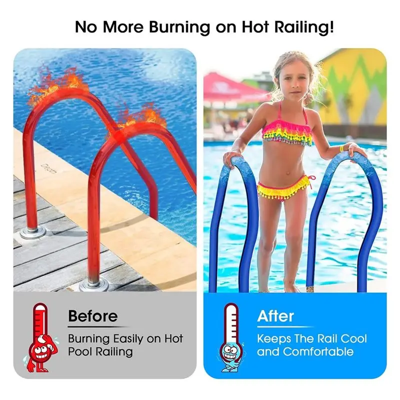 ABJS Pool Railing Covers Zippered Swimming Pool Handrail Covers-Hand Grip Rail Slip Cover for Inground Swimming Pool 10Ft