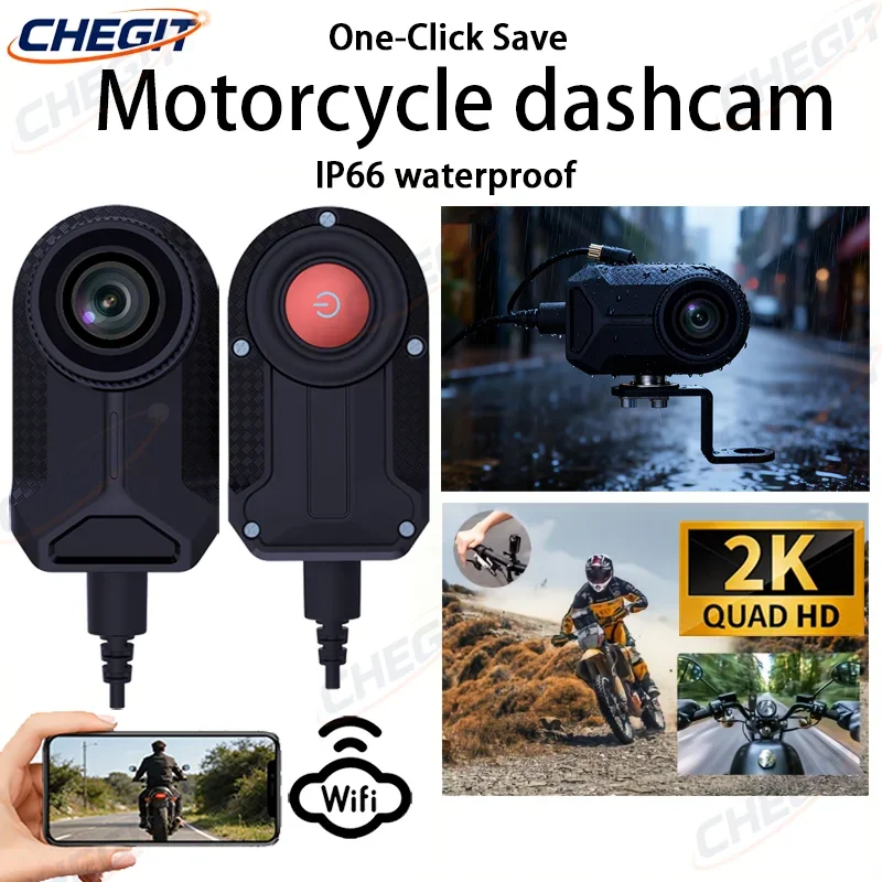 2K HD WiFi Motorcycle DVR Waterproof IP66 Dash Cam 170 Degree Wide Angle Loop Recording HD Video Camera WiFi Dashcam